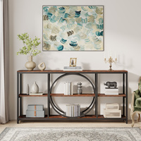 Console industrielle extra-longue de 71 pouces avec 3 étagères pour couloir étroit ou salon