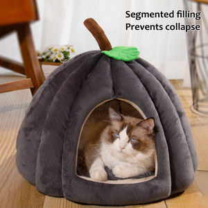 Uso en el hogar Invierno Interior Semicerrado Forma de calabaza Cama súper suave para mascotas Nido de gato Cálido Cachorro Cama para gatos <span class=keywords><strong>Cueva</strong></span> - Product Image 6