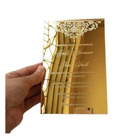 Invitations personnalisées en acrylique pour mariage et anniversaire, dorées miroir, gravées au laser, imprimées UV, forme papillon, style européen