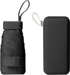 Mini parapluie de poche pliable, portable, protection contre le soleil et la pluie, protection UV, coupe-vent, compact, léger, avec étui - Product Image 1