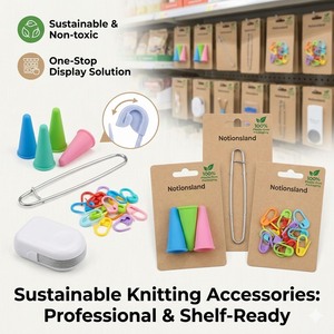 D&amp;D Knitting Needle Protectors Knitters Rotally Lock Pin Markers Stitch <strong>Holder</strong> Lint Shaver Paper Card Packaging Wholesale - Product Image 1
