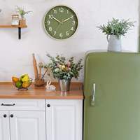 Jam Dinding Kayu Modern Laris Manis 12 Inch Baterai, Tanpa Suara Tik-tok, Analog, Dekoratif untuk Dapur