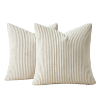 Ensemble de 2 taies d'oreiller carrées modernes en velours côtelé, couleur unie, 35x35, avec fermeture éclair invisible