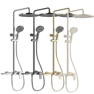 Three Function Shower Head Set Wall Mounted Rotatable Pressurized Cooling Heating Bathroom Faucet Round Rose Gold - Product Image 2