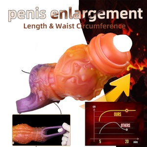Fantasy Initiate Knot Penis Sleeve Set Male Cock Enlarger Reusable Silicone Dog Knot <b>Dildo</b> Sheath Sex Toys for Adult Ejaculation - Product Image 2
