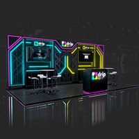 Tienda Pop-up de Madera Neon Tech, Construcción Rápida en 3 Minutos, Kiosco Cyberpunk para Centro Comercial, Tira de Luces Reutilizable, Tienda Pop-up Moderna de Alta Gama Personalizada