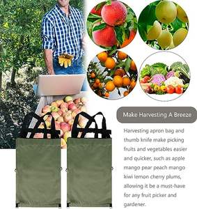 Échantillon gratuit Tablier de jardin Sac de cueillette de fruits de grande taille Tissu Oxford résistant Sac de récolte de cuisine - Product Image 6