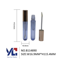 Yuecai - Tubo de Brillo Labial Transparente de 5 ml, Envase Vacío para Aceite Labial con Tapa Dorada Rosa, Botella para Lápiz Labial Líquido, Venta al por Mayor