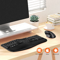 Ensemble clavier et souris sans fil 2,4 GHz For DirectorC pour ordinateur portable, design ergonomique divisé, 3200 DPI, longue autonomie de la batterie, support pour le poignet