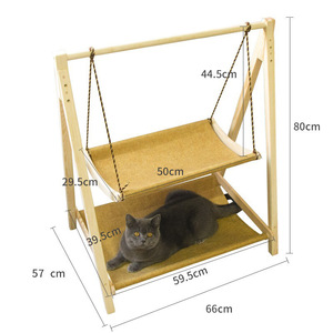 Wooden Cat <b>Hammock</b> Swing Breathable Double Layer Pet Hanging Basket For Indoor Use Medium Size Cat Bed - Product Image 5