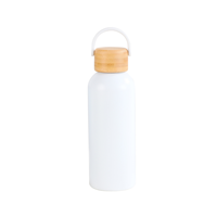 Thermos de sport d'extérieur personnalisé avec logo, en acier inoxydable, isolé sous vide, couvercle en bambou écologique avec poignée portable