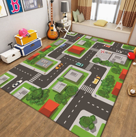 Alfombra de Juego para Niños, Alfombra de Poliéster Impresa con Mapa de Tráfico y Estacionamiento para Juegos de Simulación y Educación Temprana