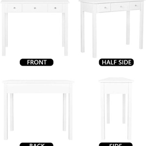 Scrivania Compatta per Ufficio Domestico con Cassetti, Tavolo <span class=keywords><strong>da</strong></span> Studio per <span class=keywords><strong>Camera</strong></span> <span class=keywords><strong>da</strong></span> <span class=keywords><strong>Letto</strong></span>, Tavolo <span class=keywords><strong>da</strong></span> Trucco Salvaspazio, Regalo Bianco - Product Image 3