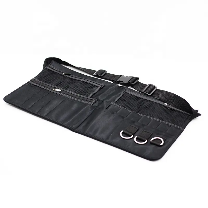 Custom PU Leather Cosmetic Bag Travel Organizer Make Up Foldable Makeup Brush Case Bags Leather Travel Brush Holder with Belt