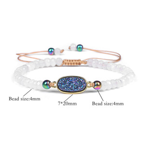 Pulsera de cuentas de rueda de piedra natural para mujer, regalo, racimo de cristal, hebra tejida a mano ajustable - Product Image 3
