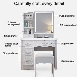 Coiffeuse pour filles design simple avec tabouret pour la maison prix de gros excellent coiffeuse de maquillage blanche personnalisée <span class=keywords><strong>dressing</strong></span> - Product Image 3