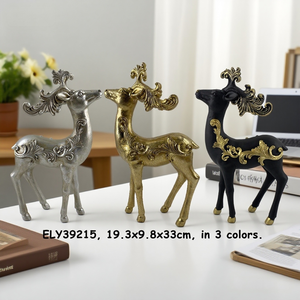 Elegante <span class=keywords><strong>Escultura</strong></span> <span class=keywords><strong>de</strong></span> Ciervo en Resina con Decoración en <span class=keywords><strong>Relieve</strong></span>, Figura <span class=keywords><strong>de</strong></span> Ciervo en Dorado, Plateado y Negro <span class=keywords><strong>de</strong></span> Lujo para Decoración <span class=keywords><strong>de</strong></span> Navidad, Bodas y Repisas - Product Image 1