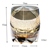 Verre à whisky en cristal Edo Kiriko de luxe taillé à la main 310ml gobelet gravé de couleur de style japonais pour bar hôtel restaurant maison