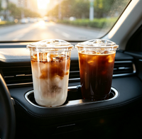 Gobelet en plastique PET transparent carré jetable et recyclable, imprimé sur mesure, avec couvercle, pour café glacé, thé au lait et autres boissons, vente en gros