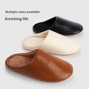 2025 New Design <strong>Men's</strong> and Women's Matching Home Leather <strong>Slippers</strong> - Comfortable and Warm Cotton <strong>Slippers</strong> for Autumn and Winter - Product Image 6