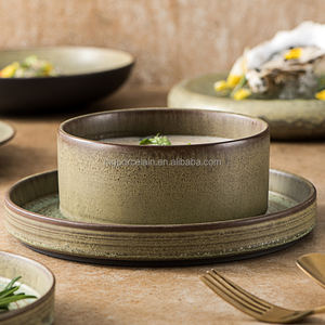 Hotel restaurante cena fina casual cerámica porcelana gres redondo fideos ensalada cereal sopa tapas servir cuencos para mezclar - Product Image 1
