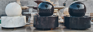 Fontaine globe <span class=keywords><strong>en</strong></span> marbre noir YouFine, carte du monde gravée, grande sphère d'eau extérieure, décoration de jardin de luxe - Product Image 4