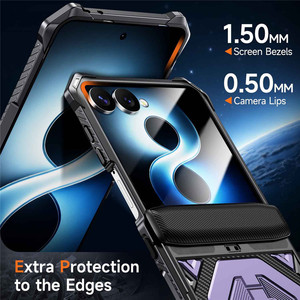 Funda de TPU y PC para Samsung Z Flip 8 7, con protección completa de bisagra, soporte plegable integrado, antideslizante y resistente para smartphone. - Product Image 3