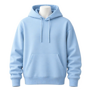 Sudadera con Capucha para Hombre de Alta Calidad, Color Azul Claro, Felpa de Algodón, Gruesa, para Invierno, con Estampado Griego, Marca Privada - Product Image 1