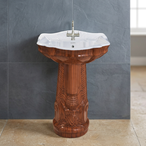 Lavabo sur pied moderne en céramique noir et blanc à motif zèbre Vitrossa - Product Image 3