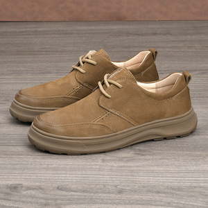 Chaussures décontractées rétro pour hommes en cuir véritable, bout rond, semelle souple, style printemps, chaussures bateau - Product Image 2