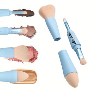 ชุดแปรงแต่งหน้าแบบพกพา 4-in-1 ขนแปรงสังเคราะห์อเนกประสงค์ สำหรับอายแชโดว์ แป้ง บลัชออน คิ้ว ฟองน้ำ พร้อมรับทำโลโก้ แปรงปัดขนตา - Product Image 1