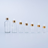 5ml 10ml 15ml 20ml 30ml 50ml 100ml Tropf flasche Ätherisches Öl Glas-Tropf flasche mit goldener Ring kappe und weißem Gummi