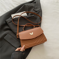Sac bandoulière matelassé en cuir PU avec fermoir papillon, style vintage étoile, tendance automne, mode quotidienne pour femme, avec sangle réglable