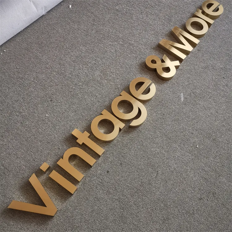 Gratis Ontwerp Bedrijfslogo 3d Roestvrij Staal Bord Metalen Messing Letter Bewegwijzering Voor Reclame