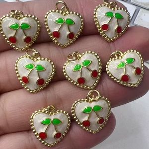 Venta al por mayor cereza encanto collar moda 18K chapado en oro piedra con cuentas turquesa colgante collares joyería de moda - Product Image 3