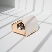 Katzenhaus Überdachtes Innen-Haustierbett mit Kissen & Kratzbaum |   Holz-Kratzbaum-Haus für Katzen, Kätzchen und kleine Hunde