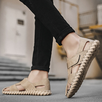 Nouvelles Idées de Produits 2026 – Sandales Plates d'Extérieur Artisanales en Cuir de Vachette pour Hommes, Chaussures de Plage Estivales, Chaussons Style Marche