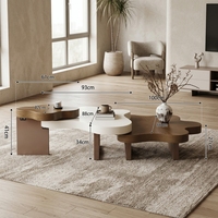 Table basse en bois massif de style crème vintage minimaliste italien, table à thé créative de forme irrégulière pour la maison, idéale pour les influenceurs