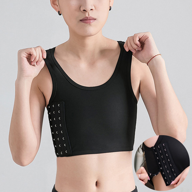 4219 Women Breathable Chest Breast Binder Side Buckle Short Vest Chest Binder Underwear Tank Tops Wireless Chest Wrap Bandage