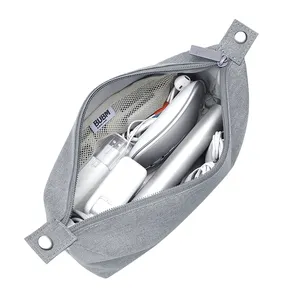Grey مستطيل Terete عالمية صغيرة السفر حقيبة إلكترونية في مقسم حقيبة تخزين النسيج اليومية أدوات حمل سستة الحقيبة