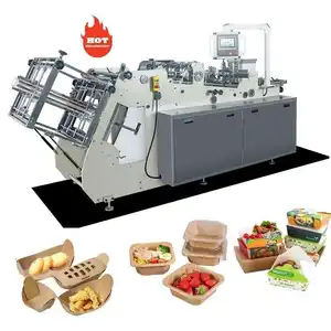 High Speed Automatic Hamburger Disposable Paper Lunch Box Manufacturing Machine Carton Erecting Forming Lunch Box Making Machine