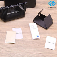 Étui à lunettes de soleil en cuir PU avec logo personnalisé, interrupteur magnétique, boîte-cadeau en carton avec tissu