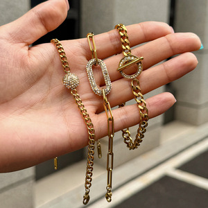 Geometric Zirconium Crush <b>Bracelet</b> Gold Chain With <b>Crystal</b> Inlay For Women Gift Jewelry - Product Image 3