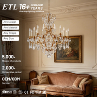 Lustre LED de luxe Maria Theresa, cadre en laiton sur mesure, éclairage en cristal K9 pour villa à plafond haut, escalier