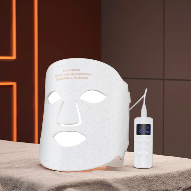 Medical Grade Infrared Red Light Therapy Face Mask-Portable Silicone Hand Held LED Mask for Home Use Skin Care