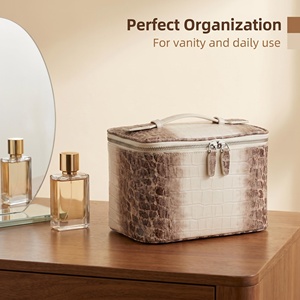 Elegant Crocodile Texture PU Cosmetic Bag Hard <b>Case</b> Women Beauty Storage <b>Vanity</b> <b>Case</b> Portable Travel Cosmetic Bag - Product Image 6