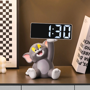 Lámpara de Escritorio Creativa y Popular con Diseño de Gato Tom Parlante, Reloj, Decoración de Escritorio - Product Image 4