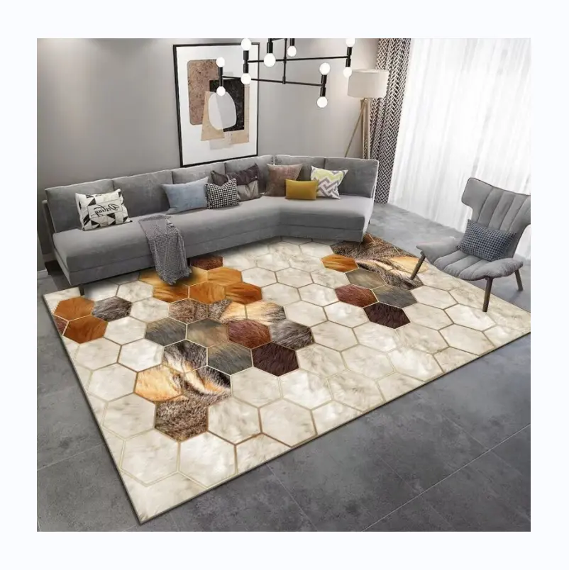 3d Printed faux skin cow print Natural fiber Pattern faux hide rugs faux cashmere washable carpet