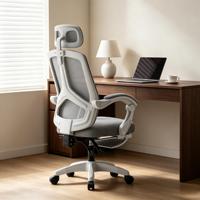 Chaise de bureau ergonomique moderne à dossier haut en maille avec soutien lombaire réglable, chaise de bureau pivotante de luxe pour ordinateur