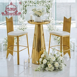 Luxurious <b>Round</b> Gold Stainless Steel <b>Outdoor</b> Bar Height <b>Table</b> - Product Image 1